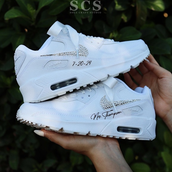 Personalized Wedding Sneakers for the Bride - Nike Air Max 90 - Picture 2 of 6